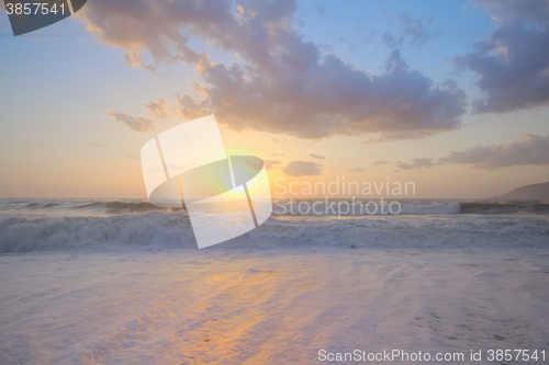 Image of sunrise on Mediterranean on beach