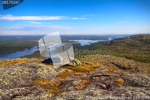 Image of Norwegian plateau (fjelds) in Lapland. Most Northern forest in Europe