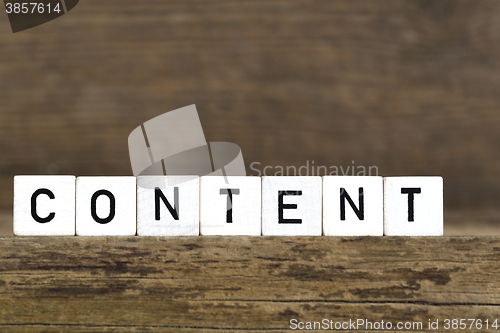 Image of The word content written in cubes