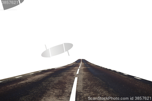 Image of Country asphalt road isolated on white