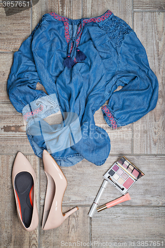 Image of View from above of womans fashion with accessories
