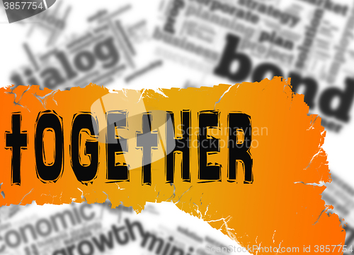 Image of Word cloud with together word on yellow and red banner