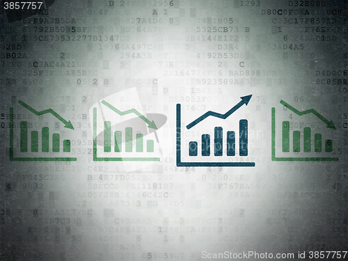 Image of Finance concept: growth graph icon on Digital Paper background
