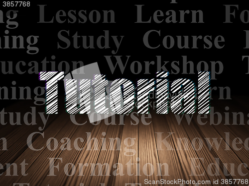 Image of Education concept: Tutorial in grunge dark room