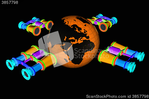 Image of binoculars around earth