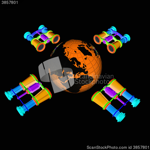 Image of binoculars around earth