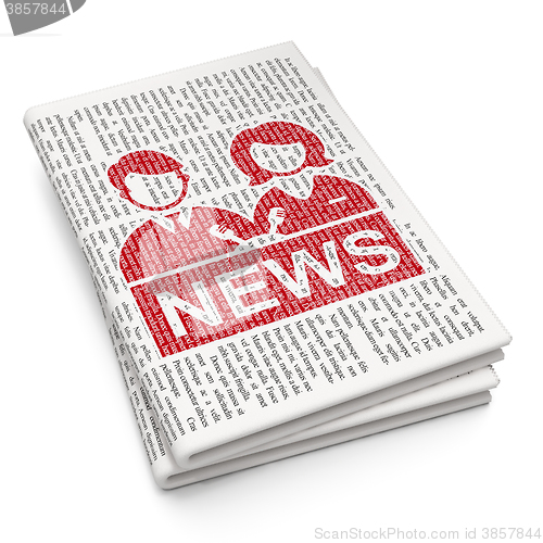 Image of News concept: Anchorman on Newspaper background