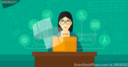 Image of Woman studying with laptop.