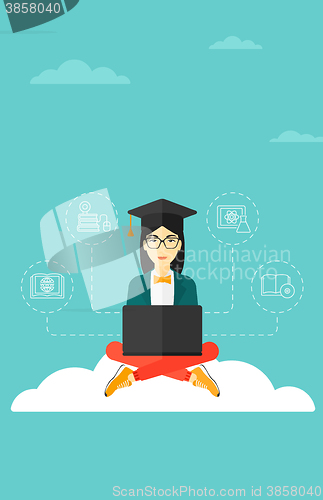 Image of Graduate sitting on cloud.