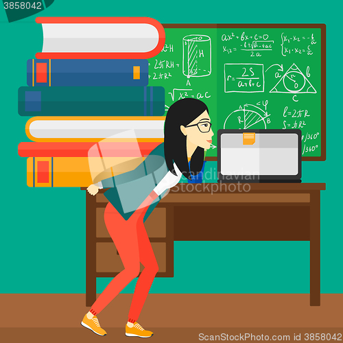 Image of Woman with pile of books.