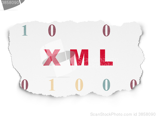 Image of Database concept: Xml on Torn Paper background