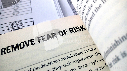 Image of Remove fear of risk word on the book