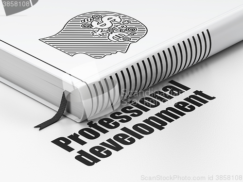 Image of Learning concept: book Head With Finance Symbol, Professional Development on white background