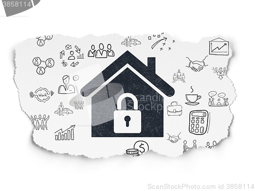 Image of Finance concept: Home on Torn Paper background