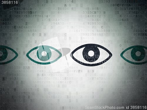 Image of Safety concept: eye icon on Digital Paper background
