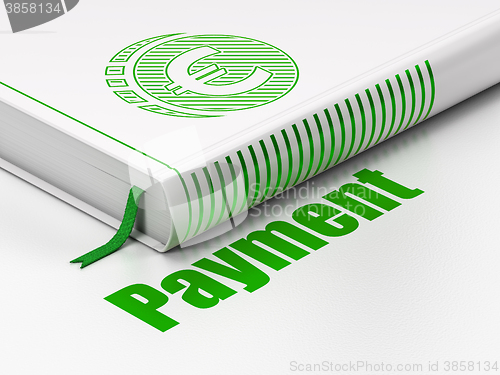 Image of Money concept: book Euro Coin, Payment on white background