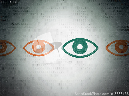 Image of Privacy concept: eye icon on Digital Paper background