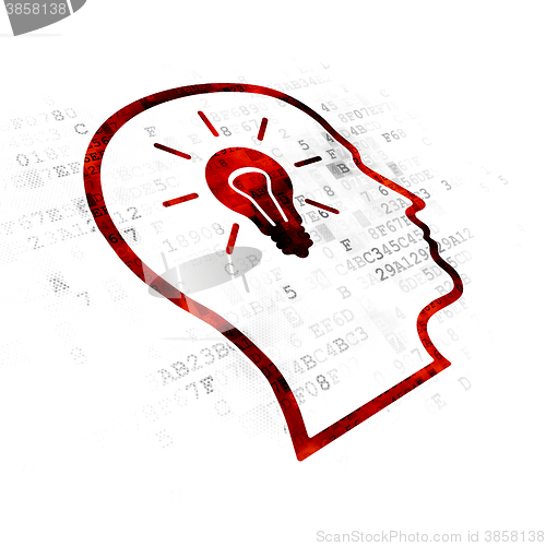 Image of Marketing concept: Head With Lightbulb on Digital background