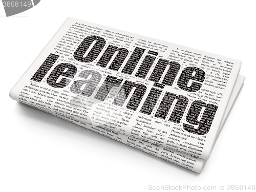 Image of Education concept: Online Learning on Newspaper background