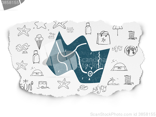 Image of Vacation concept: Map on Torn Paper background