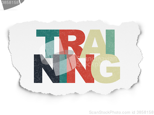 Image of Education concept: Training on Torn Paper background