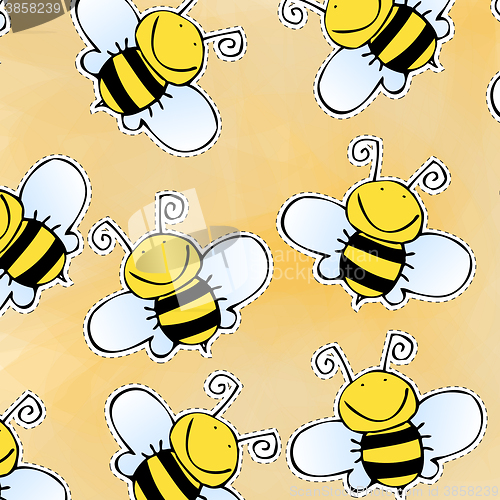 Image of Hand drawn doodle bee pattern