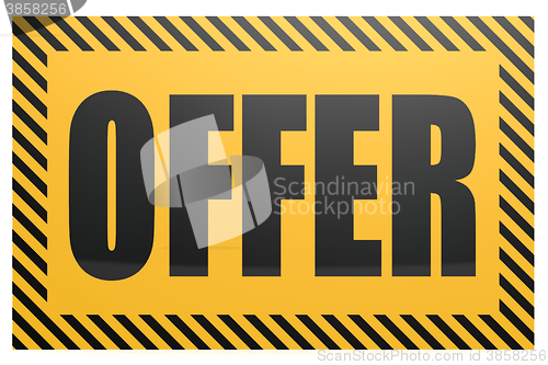 Image of Offer word on yellow and black banner