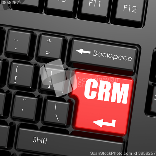 Image of Red enter button on computer keyboard, CRM word