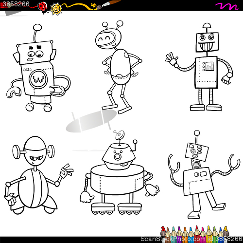 Image of robot characters coloring book