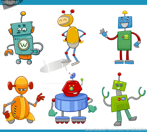 Image of cartoon robot characters set