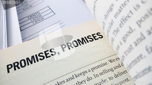 Image of Promise word on the book 