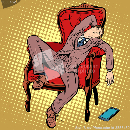 Image of Businessman resting and sleeping in the chair