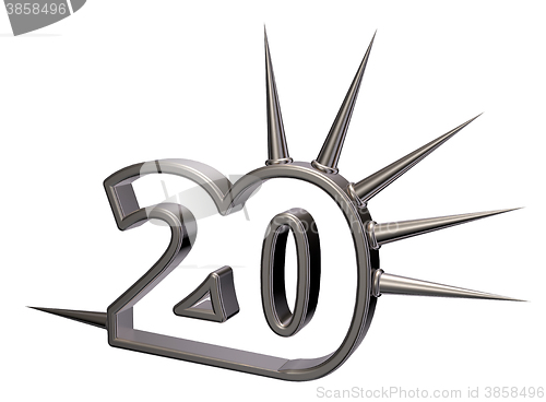 Image of number twenty with prickles - 3d illustration