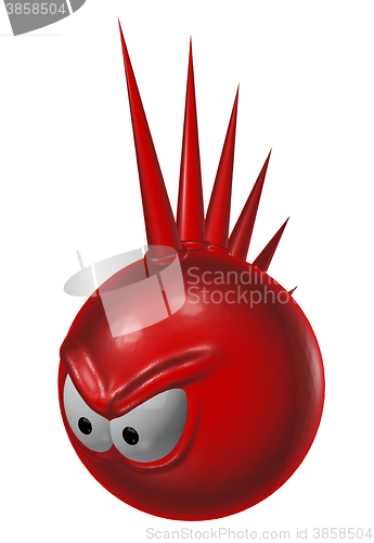 Image of evil red punk smiley - 3d illustration