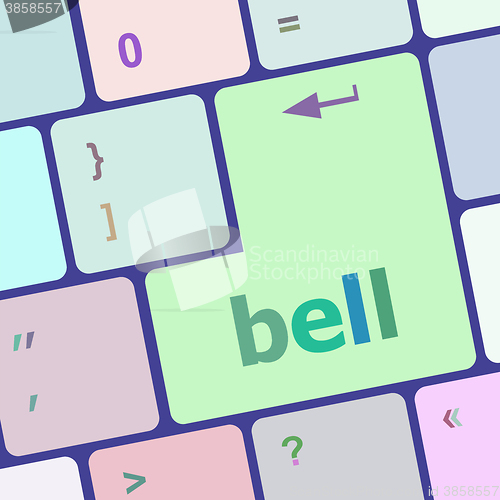 Image of bell button on computer pc keyboard key vector illustration