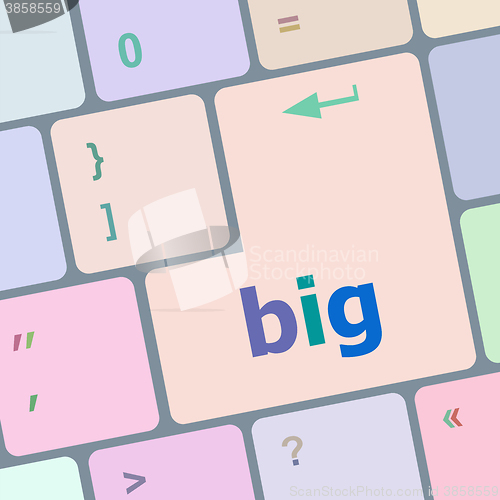 Image of big word on keyboard key, notebook computer button vector illustration