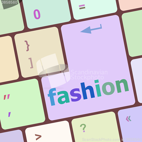 Image of Computer keyboard key with fashion words - social background vector illustration