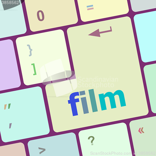 Image of film button on computer pc keyboard key vector illustration