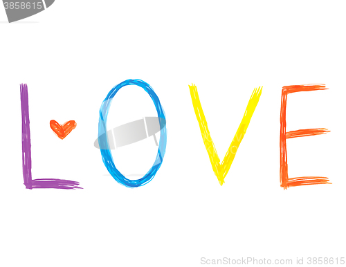 Image of Word ''Love'' with abstract heart
