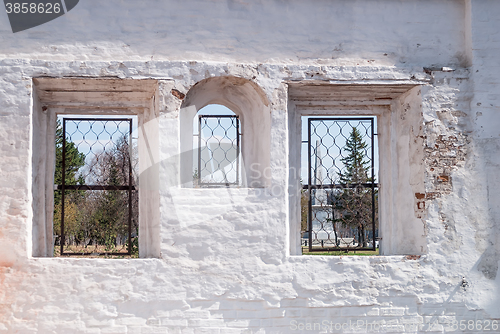 Image of View through loopholes of Tobolsk Kremlin. Russia