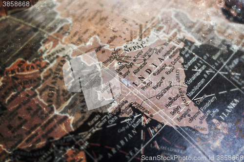 Image of India map on vintage crack paper background