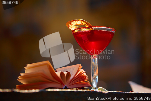 Image of red cocktail with space for text