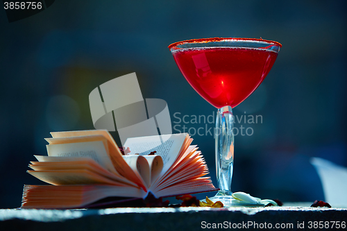 Image of red cocktail with space for text