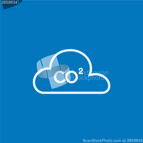 Image of CO2 sign in cloud line icon.