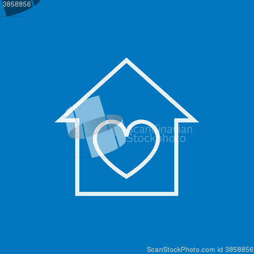 Image of House with heart symbol line icon.