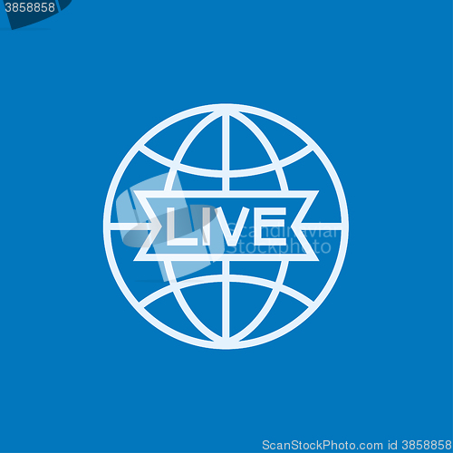 Image of Globe with live sign line icon.