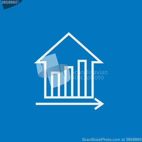 Image of Graph of real estate prices growth line icon.