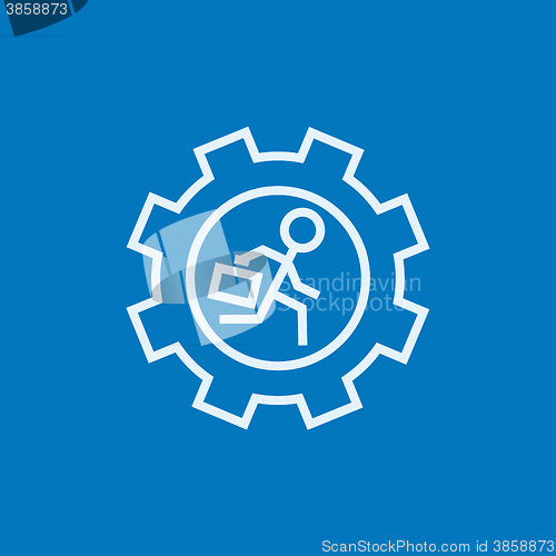 Image of Man running inside the gear line icon.