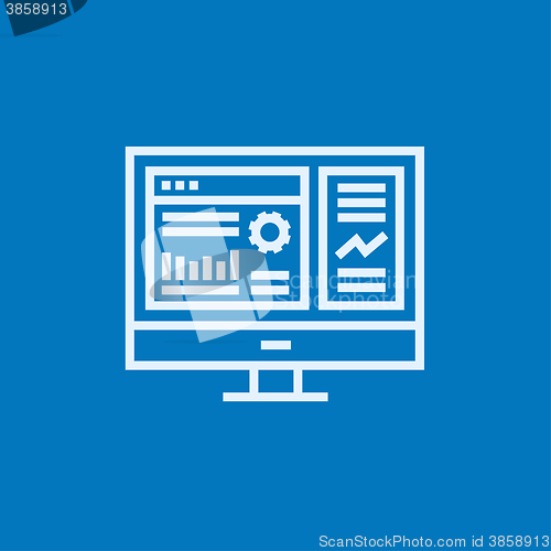 Image of Monitor with business graphs line icon.