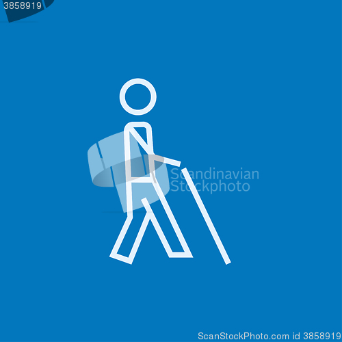 Image of Blind man with stick line icon.